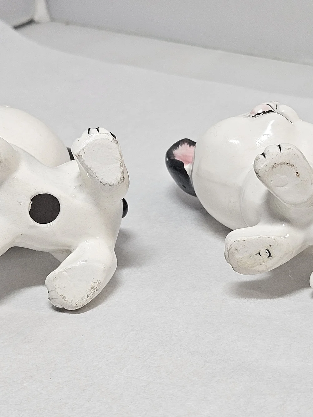Vintage White Ceramic  Cat Salt And Pepper Shakers Pair Kitten S&P